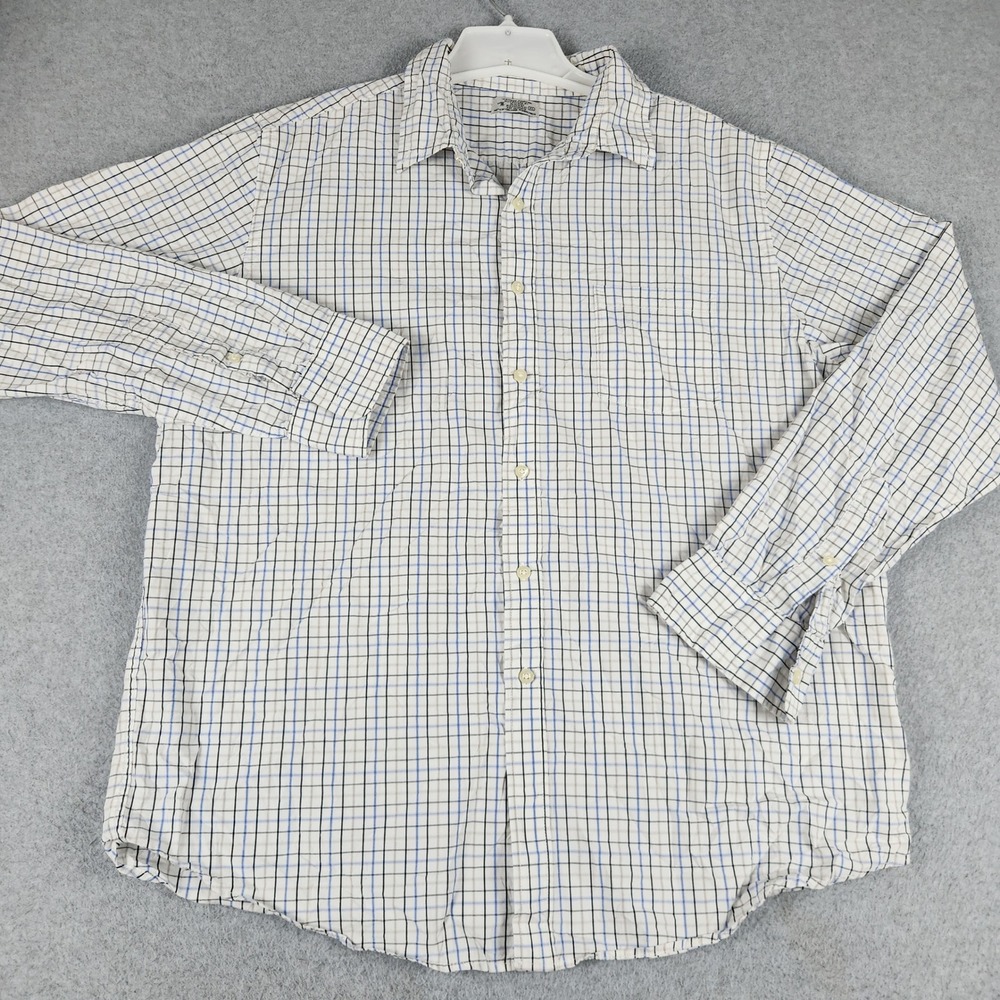 Reed Edward Shirt Mens XL White Check Cotton Classic Fit Collared Button Down